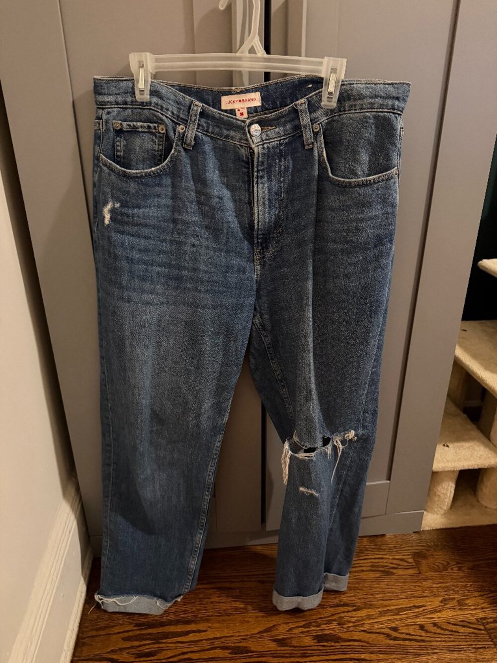 Lucky Brand Women's Relaxed Boyfriend Jeans Distressed Blue 10/30R